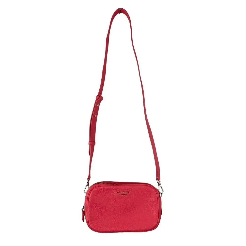 Kate Spade Peach Melba Pink Leather Camera Bag Crossbody With Matching KS Wallet